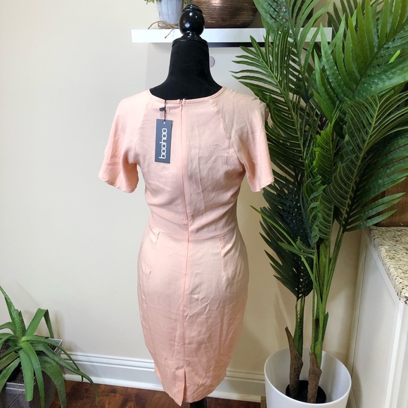 Boohoo Pink Cutout Flutter Sleeve Midi Dress 10 - Picture 6 of 6